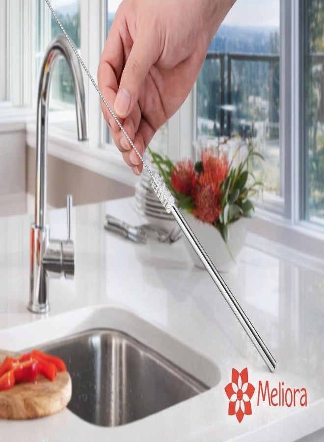 Meliora Reusable Stainless Steel Straws - 8.5" Metal Drinking Straws with Brush | BPA-Free | 2 Bent + 2 Straight Straws | Thick, Durable, Long Straws for Smoothies, Juice, Coffee (Pack of 1) - Image 4