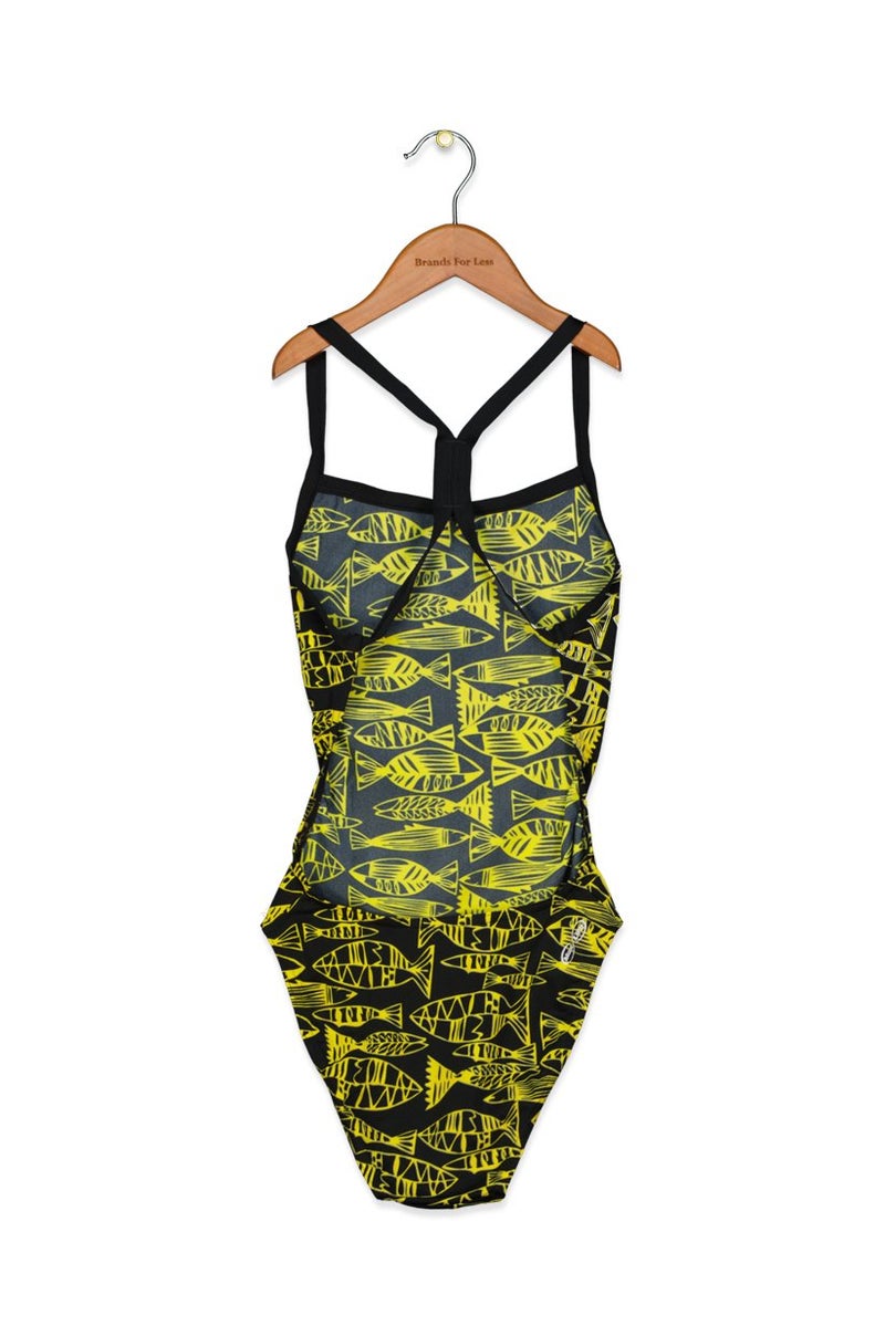 arena Women Graphic Print One Piece Swimwear, Black and Yellow  - Image 2