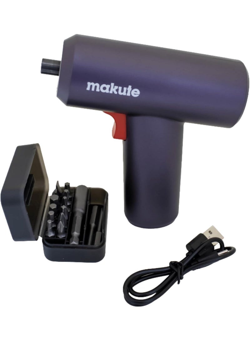 makute 3.7V Cordless Electric Screwdriver Set with 15-Piece Bit Kit, 5Nm Torque, 250RPM, USB Rechargeable, Compact Lightweight Power Screwdriver for Furniture Assembly & DIY Repairs – CCD121-14P - Image 1