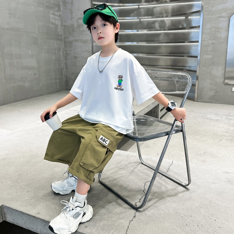 Boys Short-Sleeved T-Shirt Summer Thin Children'S Summer Half-Sleeved Loose Big Children'S Summer Cotton T-Shirt - Image 5