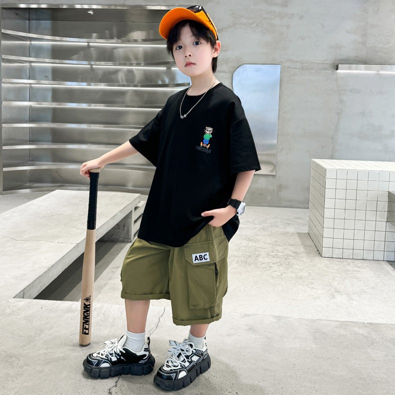 Boys Short-Sleeved T-Shirt Summer Thin Children'S Summer Half-Sleeved Loose Big Children'S Summer Cotton T-Shirt - Image 1