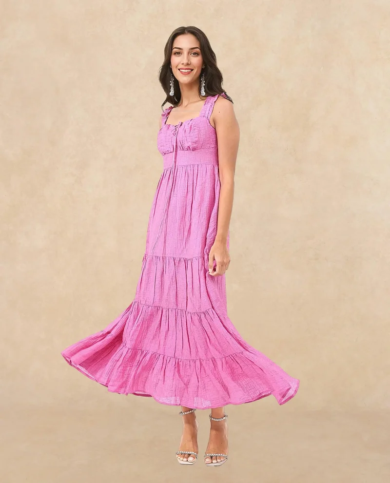 Rareism Women's Fluorescent Pink Longline Dress