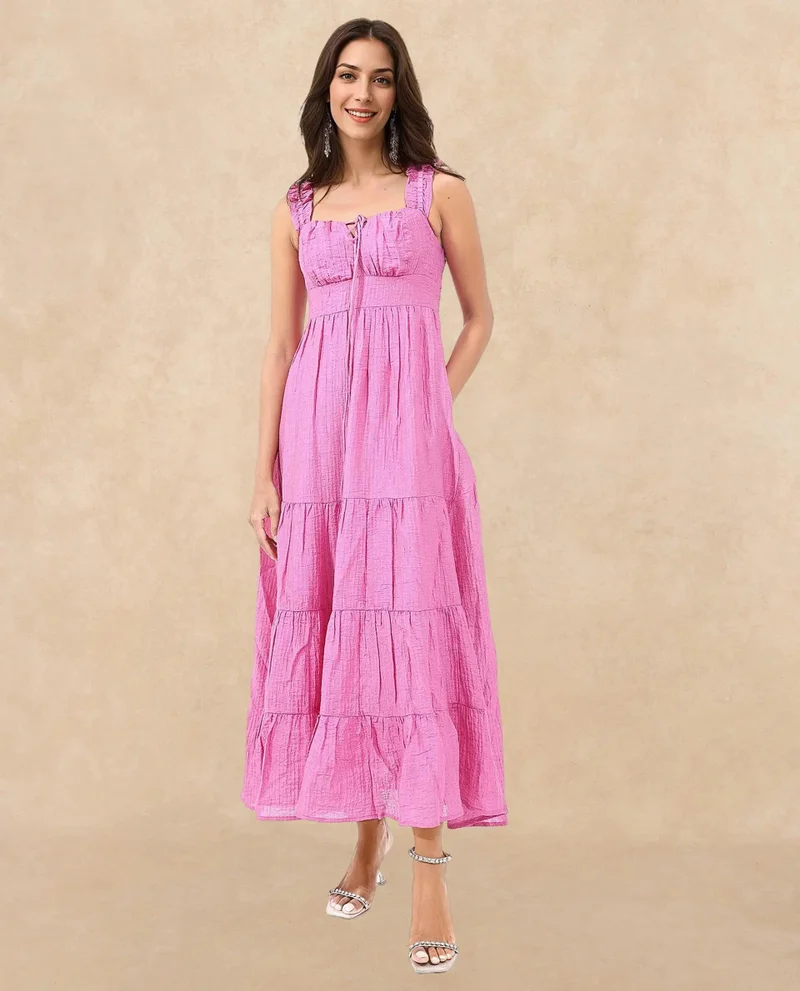 ريريزم Women's Fluorescent Pink Longline Dress