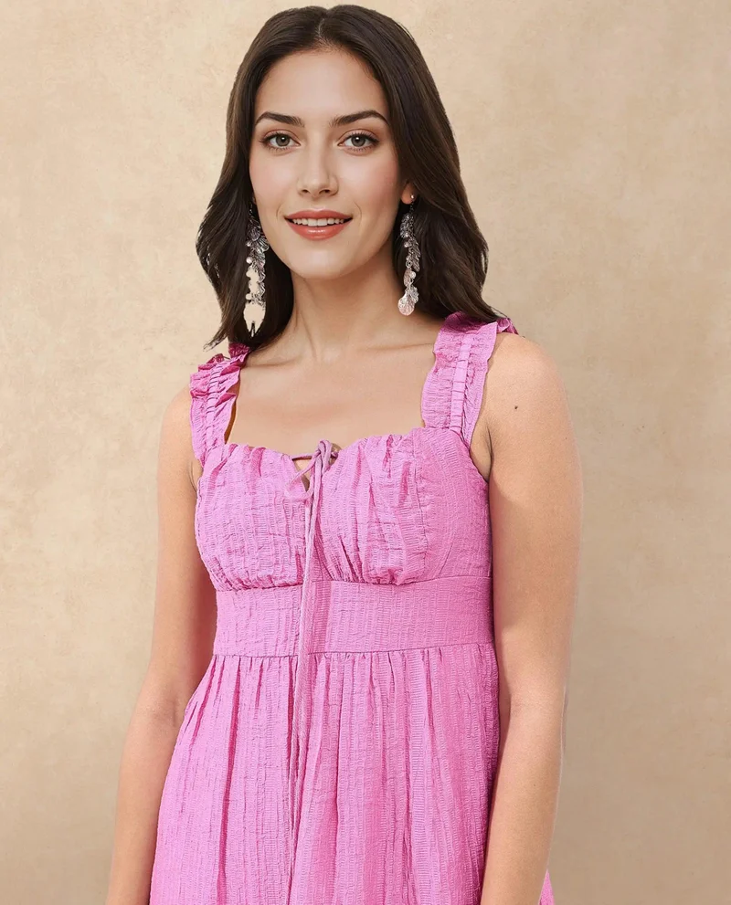 Rareism Women's Fluorescent Pink Longline Dress