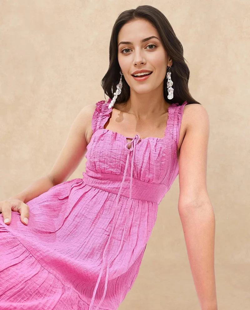 ريريزم Women's Fluorescent Pink Longline Dress