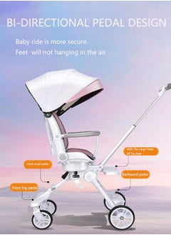 Arabest Two Way Fast Folding Stroller Lightweight and Portable Travel Stroller Baby Stroller White/Pink  - Image 4