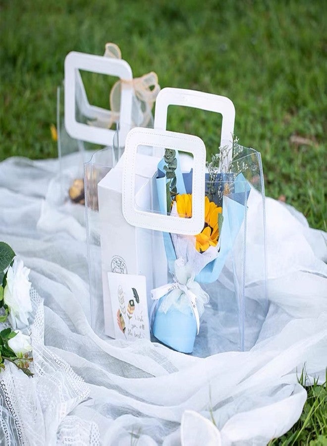 Rmannke Clear Gift Bag with Handle, 4 Pcs Large Transparent PVC Gift Bag, Heavy Duty Reusable Gift Wrap Bags for Bridal Party, Baby Shower, Wedding Favor, Shopping Bag Bulk- 9.8"x6"x11" - Image 4