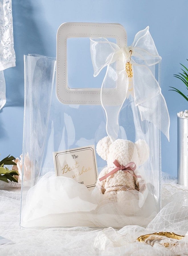 Rmannke Clear Gift Bag with Handle, 4 Pcs Large Transparent PVC Gift Bag, Heavy Duty Reusable Gift Wrap Bags for Bridal Party, Baby Shower, Wedding Favor, Shopping Bag Bulk- 9.8"x6"x11" - Image 1