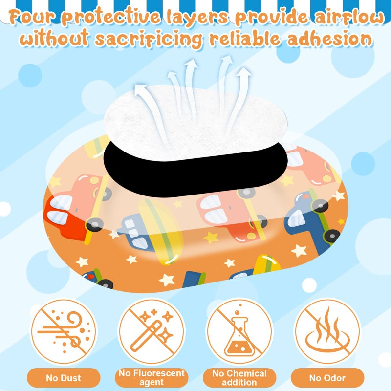 LifeisLuck 75 Pcs Adhesive Eye Patches for Kids Boys, 15 Cute Styles, 3 x 2 Inch Latex Free Breathable Cotton Adhesive Eye Patch for Amblyopia Lazy Eye, Light Blocking Disposable Eye Pad for Toddler Boys - Image 4