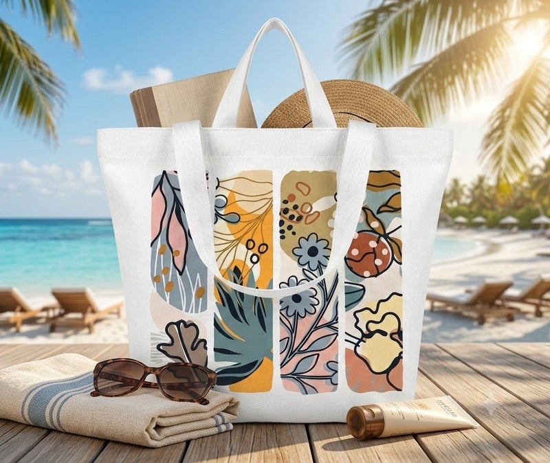 YOU ARE PLANTED Medium Beach Bag – Graphic Print Design in White – 45 × 40 cm - Image 2