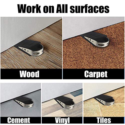 JQK Heavy Duty Door Stopper Rubber Wedge, 304 Stainless Steel Security Door Stops Works On All Floor Types, Brushed(2 Pack), DSB6-BN-P2 - Image 3