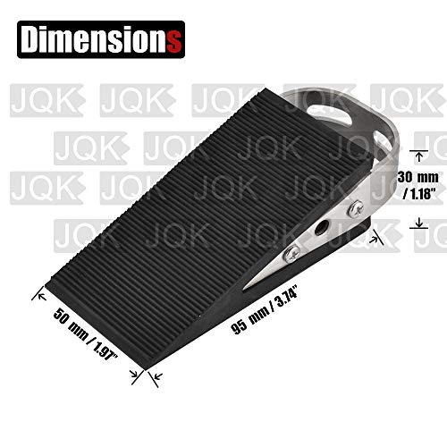 JQK Heavy Duty Door Stopper Rubber Wedge, 304 Stainless Steel Security Door Stops Works On All Floor Types, Brushed(2 Pack), DSB6-BN-P2 - Image 2
