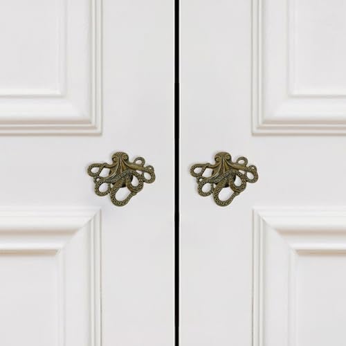 LLDYNW 4 pcs Octopus Drawer Knobs Creative Shape Drawer Knobs Single Hole Pulls Handles for Cupboard Dresser Wardrobe Handles (Bronze) - Image 5