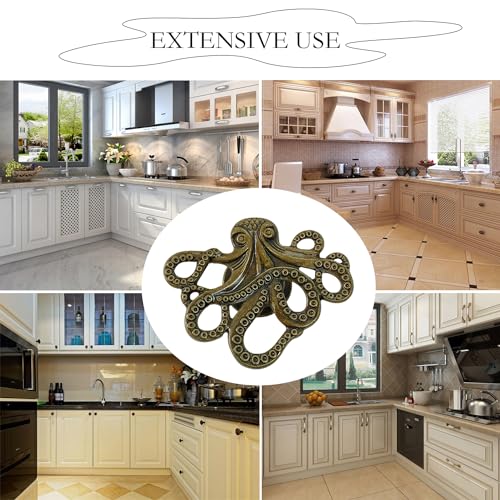 LLDYNW 4 pcs Octopus Drawer Knobs Creative Shape Drawer Knobs Single Hole Pulls Handles for Cupboard Dresser Wardrobe Handles (Bronze) - Image 3
