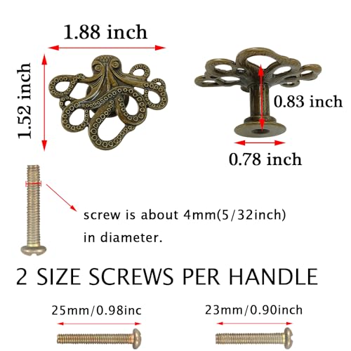 LLDYNW 4 pcs Octopus Drawer Knobs Creative Shape Drawer Knobs Single Hole Pulls Handles for Cupboard Dresser Wardrobe Handles (Bronze) - Image 2