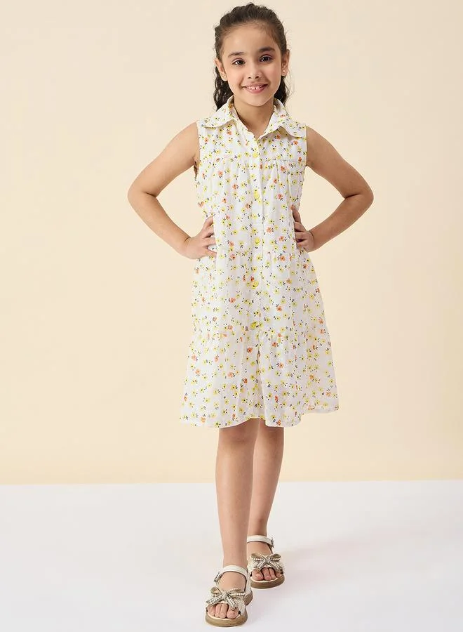 Stylo Bug Stylo Bug Ditsy Print Shirt Dress with Buttons