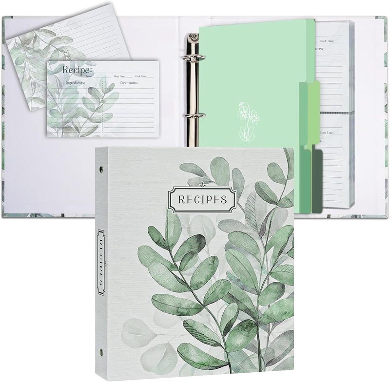 Hiwhy 3 Ring Binder, 8.5x9.5, Full Page Binder Set with 25 Pages, 50 Recipe Cards & 6 Dividers - Image 1