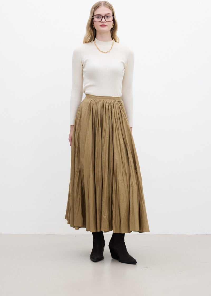 Manuka Pleated Maxi Skirt Earth  - Image 3