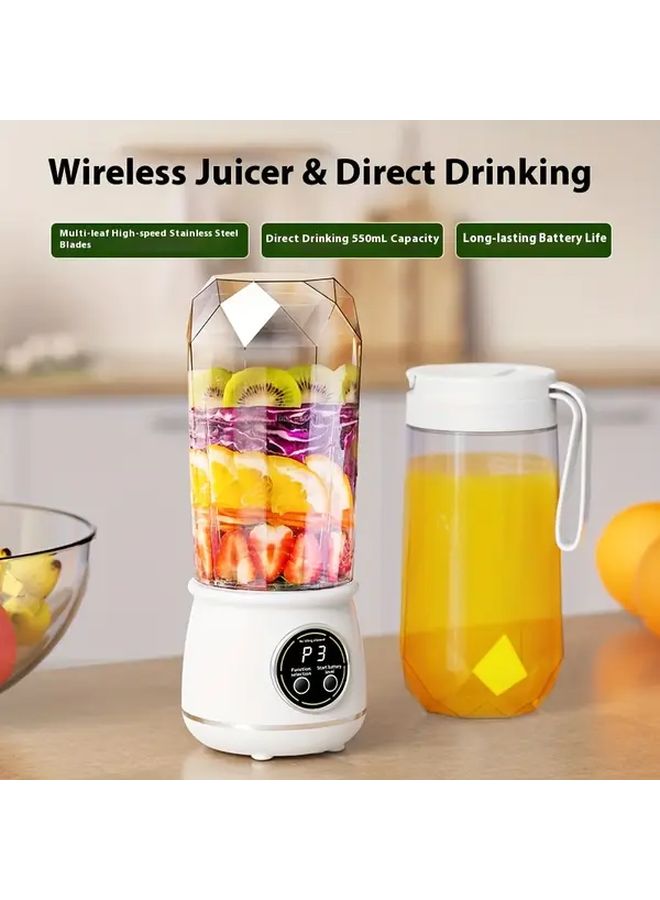 White Portable Wireless Juicer Cup USB Rechargeable 18 6oz Large Capacity Three Speed Ice Crusher - Image 4