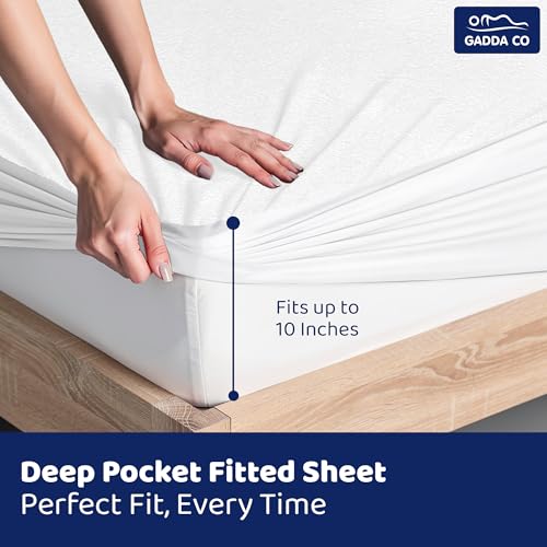 GADDA CO 100% Waterproof Premium Mattress Protector for Double Bed King Size 78x72 Inches / 6.5x6 ft| Cotton Feel Mattresses Cover |360° Elastic Fitted | Fits Upto 10 Inch |Bed Protector Cover | White - Image 5