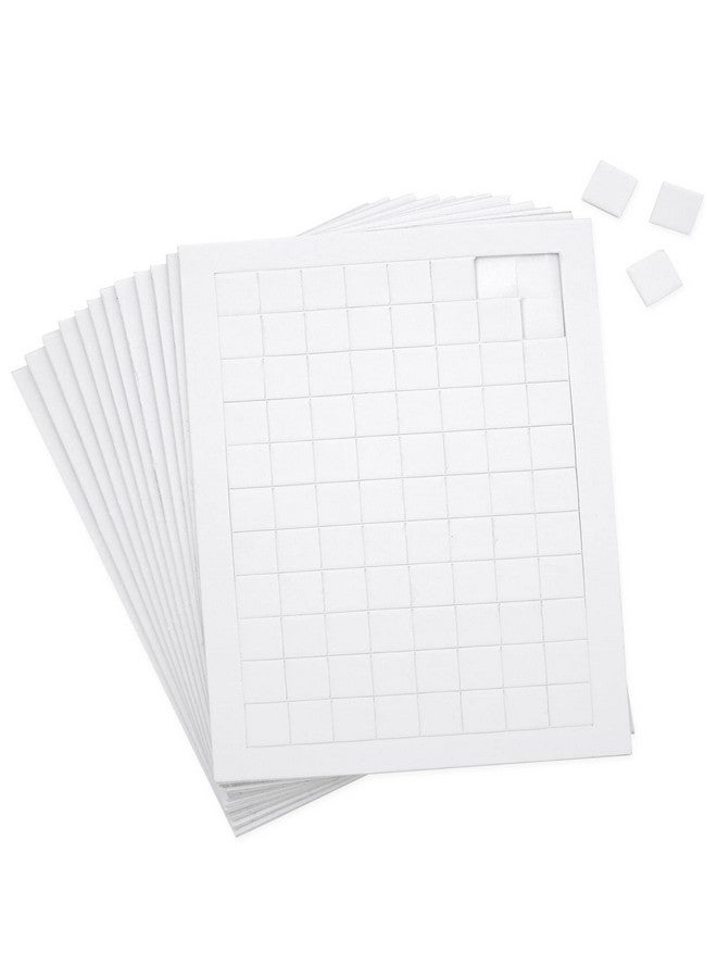 Juvale 12 Pack Small White Adhesive Foam Squares 3D Effect For Diy Crafts Decoration Greeting Cards Scrapbooking Dual Adhesive Mounts Backing Dots (0.4 In 1056 Pieces) - Image 1