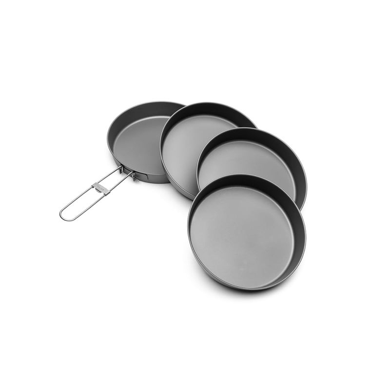 TOAKS Titanium Pan & Plate 4 PC Set â€“ 6.5 inch Frying Pan with 3 Matching Plates for BBQ, Campfire and Group Camping - Image 1