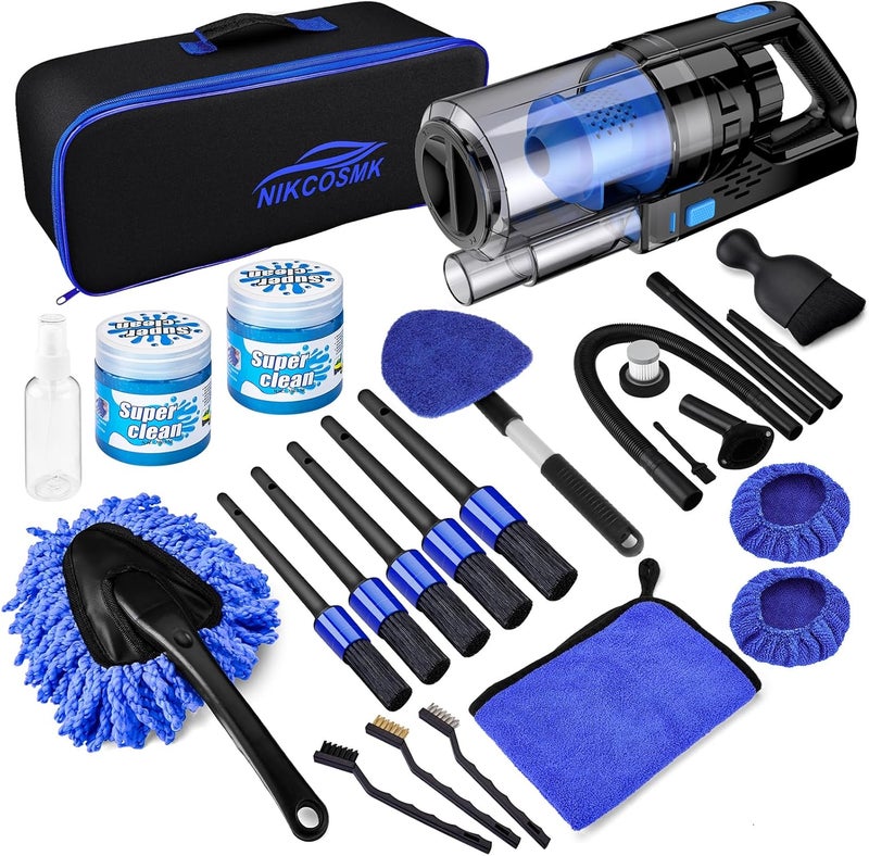 NIKCOSMK 17pcs Car Detailing Kit Interior Cleaner, Car Interior Cleaning Kit with Handheld Car Vacuum, Car Detailing Brushes, Windshield Cleaning Tool, Car Cleaning Supplies, Car Accessories for Men, Women - Image 1