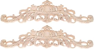MUXSAM MUXSAM 2 Pcs Wood Carved Applique Onlay Corner Frame Decal Vintage Unpainted for Door Cabinet Wardrobe Home Furniture  - Image 1