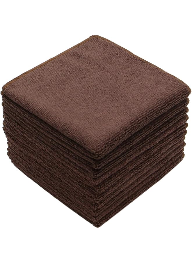 promass Microfiber Dish Cloths Fast Drying Kitchen Cleaning Cloth Dish Rags Dust Cloths Ultra Absorbent Lint Free Washcloths 12inch x 12inch 10 Pack Brown - Image 1