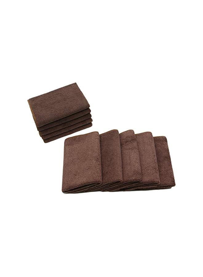 promass Microfiber Dish Cloths Fast Drying Kitchen Cleaning Cloth Dish Rags Dust Cloths Ultra Absorbent Lint Free Washcloths 12inch x 12inch 10 Pack Brown - Image 3