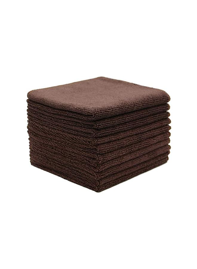 promass Microfiber Dish Cloths Fast Drying Kitchen Cleaning Cloth Dish Rags Dust Cloths Ultra Absorbent Lint Free Washcloths 12inch x 12inch 10 Pack Brown - Image 2