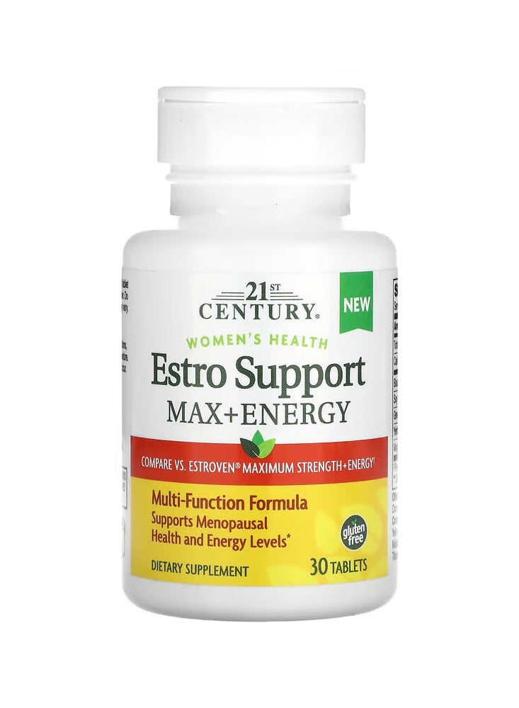21st Century صحة المرأة Estro Support Max + Energy 30 قرصًا - Image 1