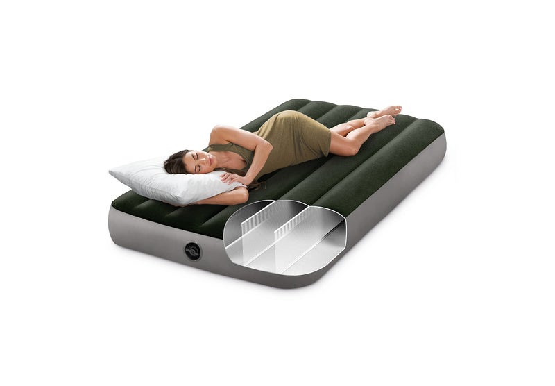Intex 64107E Dura-Beam Standard Prestige Air Mattress: Fiber-Tech - Twin Size - 10in Bed Height - 300lb Weight Capacity - Pump Sold Separately - Image 2