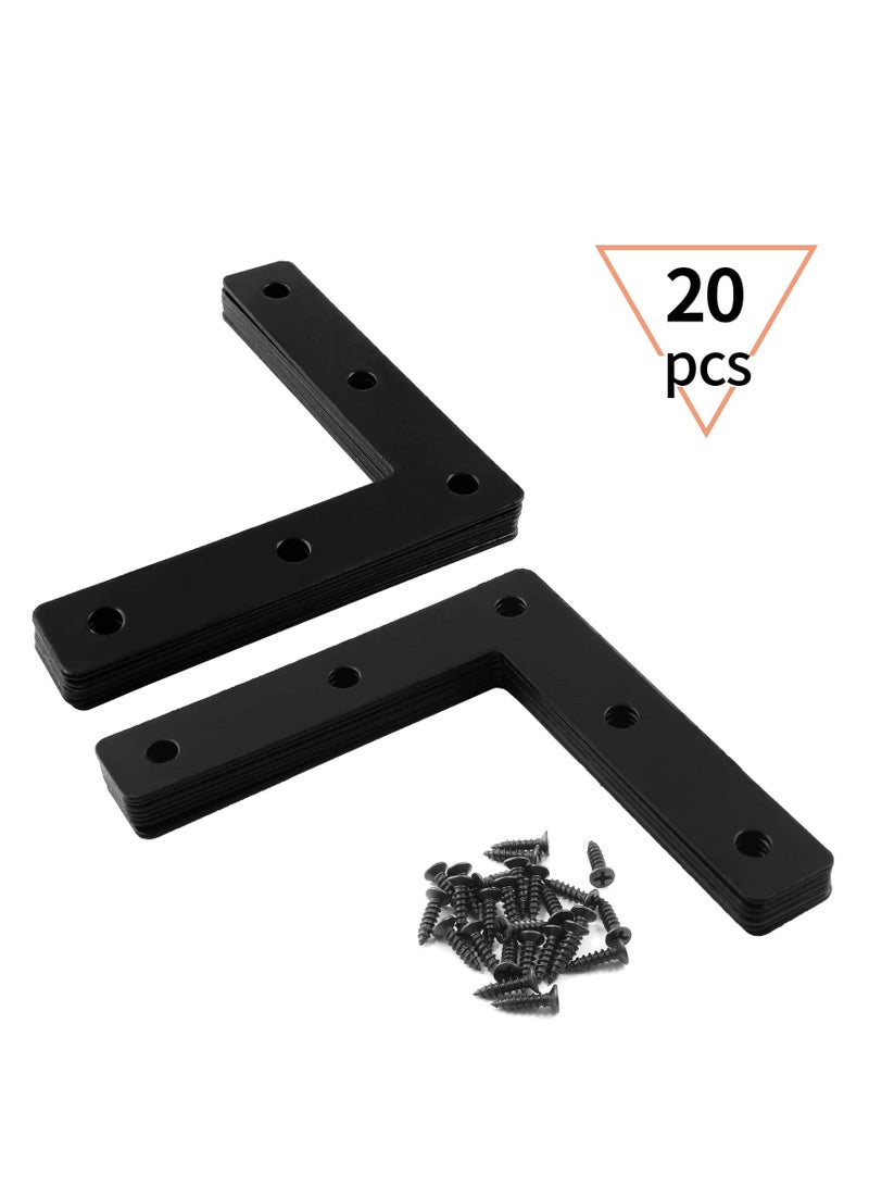 Flat Corner Brace, 20 Pcs L Shaped Corner Bracket, 2"x2" Heavy Duty Stainless Steel Shelf Supports, Duty Furniture Fastener Corner Connector for Wood Shelf Cabinet Table Chair - Image 2
