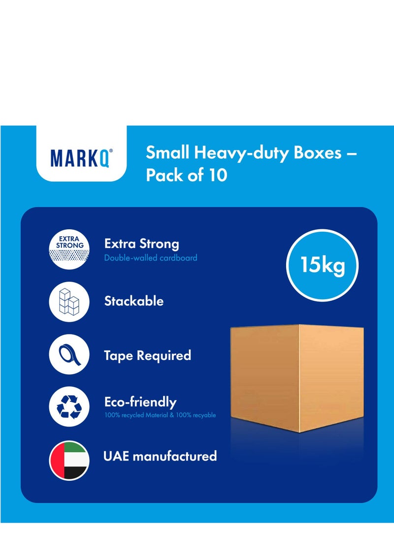 MARKQ [10 Pack] Small Double Wall 100% Recyclable Corrugated Cardboard Moving Boxes with 15 KG capacity 41 x 33 x 33 cm Brown Carton for Packaging Shipping and Storage 5 ply - Image 3