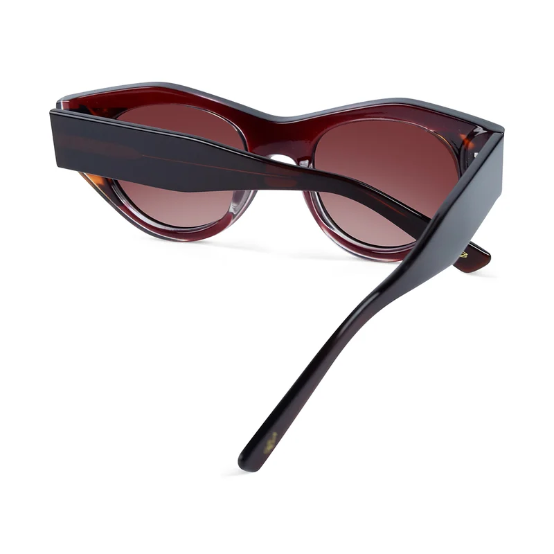 Woggles Red Pappy Jitter Brown Gradient Polarized Round Sunglasses