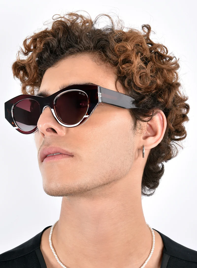 Woggles  Red Pappy Jitter Brown Gradient Polarized Round Sunglasses|100% UV Protected| Men & Women  | Best Price UAE