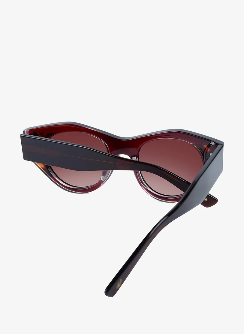 Woggles Red Pappy Jitter Brown Gradient Polarized Round Sunglasses|100% UV Protected| Men & Women