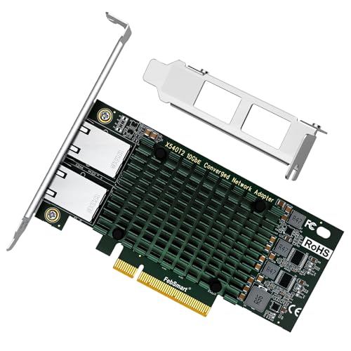 FebSmart PCIE X8 Interface to 2X 10Gbps RJ45 Ports Network Adapter, Intel X540-AT2 Ethernet Controller, 2X 10GbE RJ45 Interface PCIE NIC Card, PCI Express 10GbE Converged Network Adapter (X540T2) - Image 1