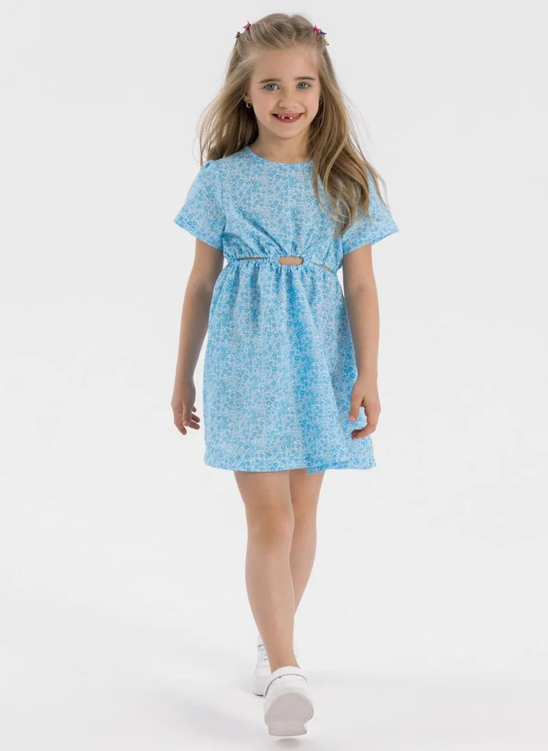 MINOTI Kids Girls Short Sleeve Cut Out Dress