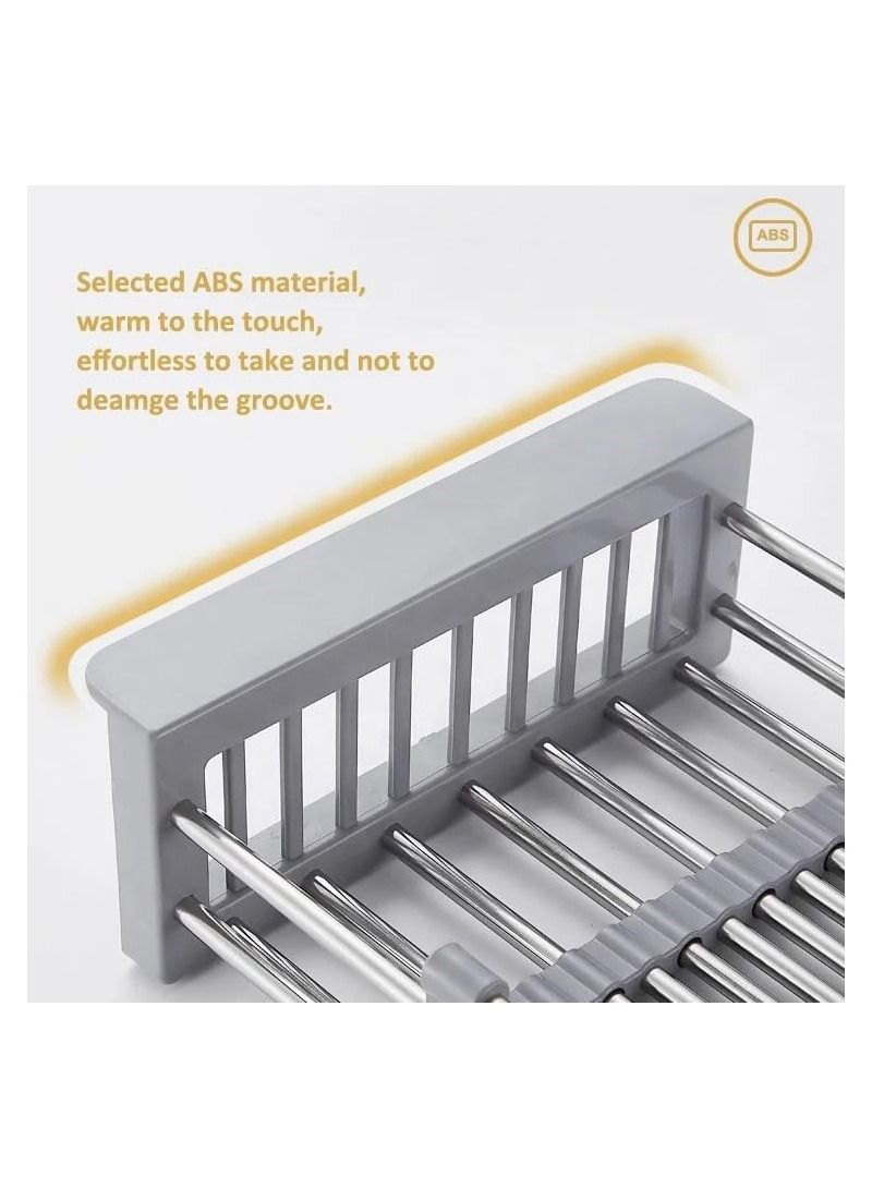 فيو حوض قابل للتمديد من الفولاذ المقاوم للصدأ ومصفاة بلاستيكية قابلة للتعديل فوق مصفاة الحوض وصرف الغسيل وسلة جافة للفواكه والخضروات والسلطات الخضراء باللون الرمادي - Image 4