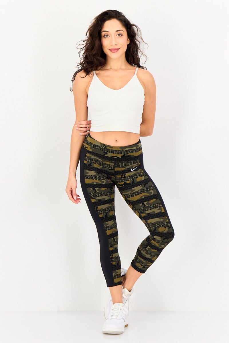 Nike Women Tight Fit Brand Logo Running Crop Tights, Multicolor - Image 3