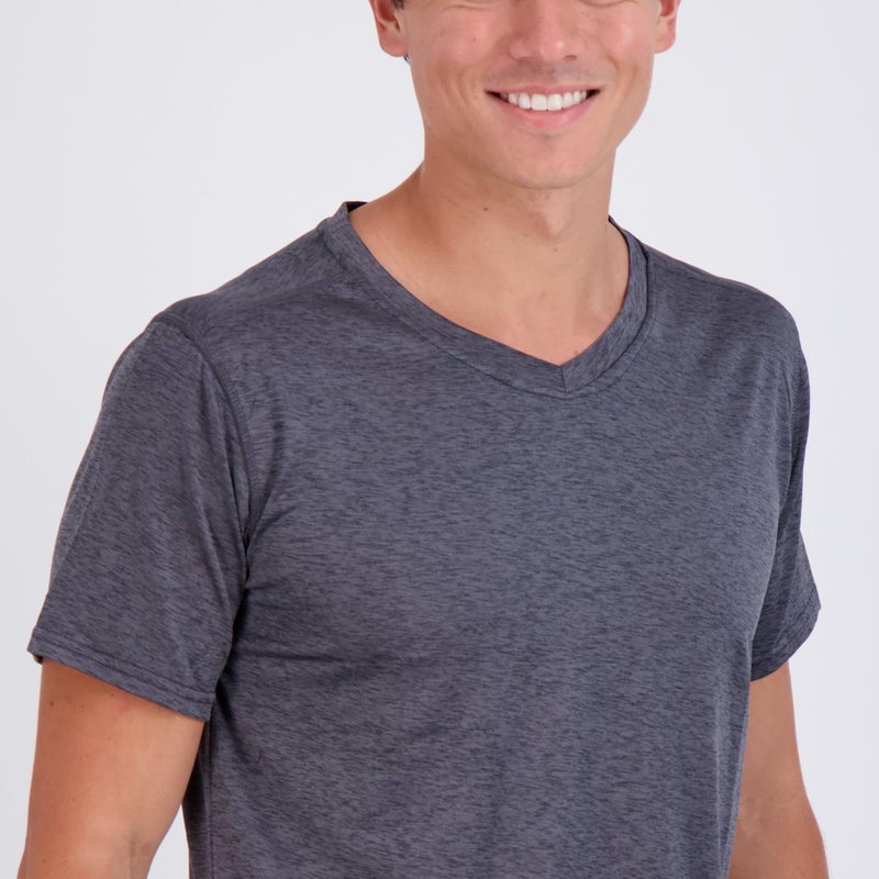 REALESSENTIALS Real Essentials Athletic V Neck Tshirt Shirts T-Shirts Men Quick Dry Fit Tops Dri Fit Short Sleeve Active Wear Training Exercise Fitness Workout Shirt Tee Tees Gym Sports Top, Set 9, M, Pack of 5 - Image 4