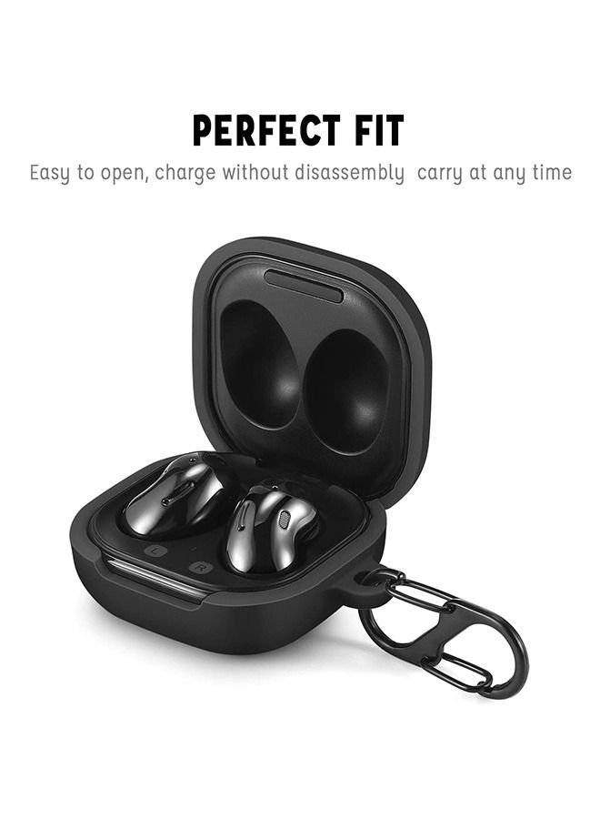 Shockproof Protective Case Cover With Carabiner For Samsung Galaxy Buds Live Black - Image 2