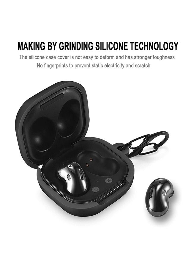 Shockproof Protective Case Cover With Carabiner For Samsung Galaxy Buds Live Black - Image 3