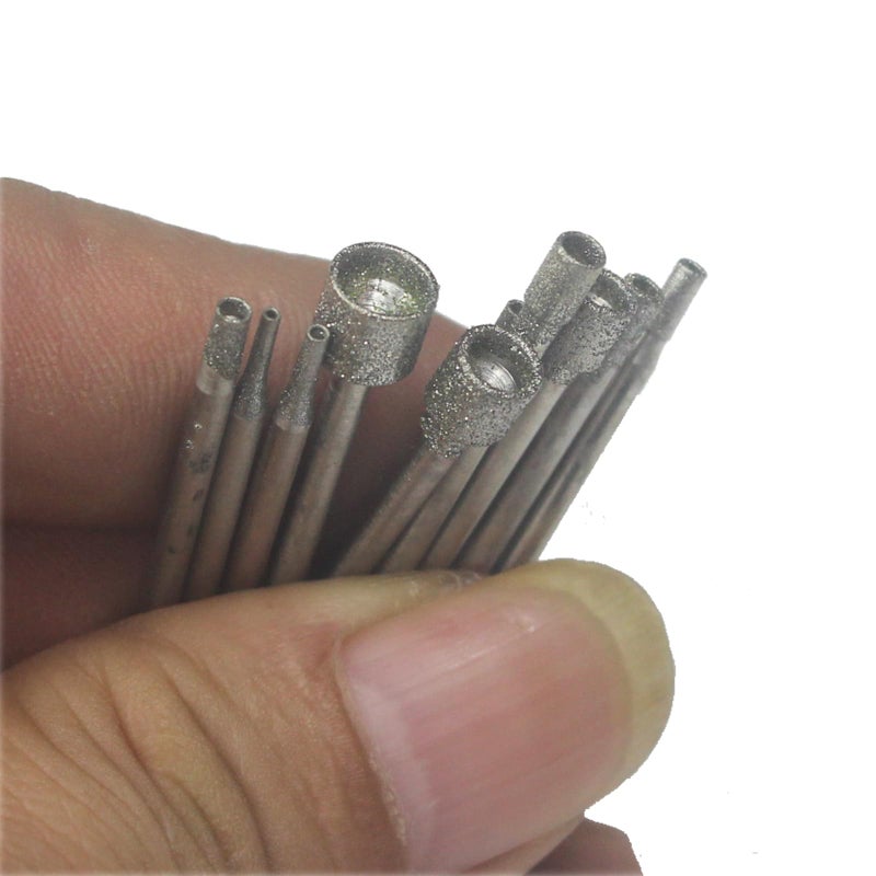 LUO KE ð‹ð®ð¨ ð¤ðž 10 Pcs Hollow Cup Shape Diamond Burr Set, 3/32 Inch Shank Stone Carving Bits for Rotary Tools - Image 1