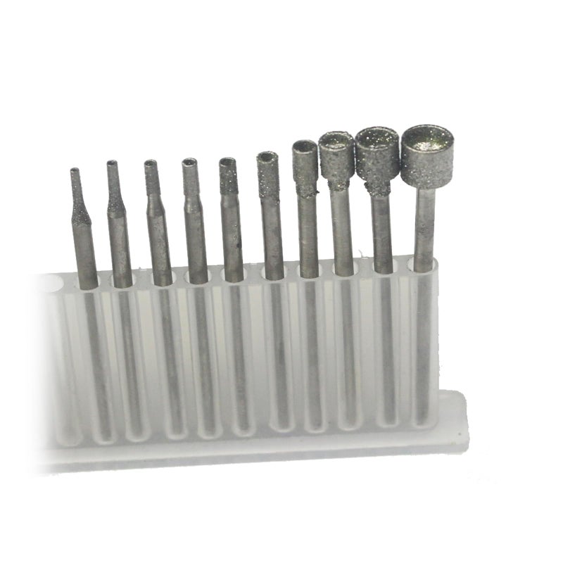 LUO KE ð‹ð®ð¨ ð¤ðž 10 Pcs Hollow Cup Shape Diamond Burr Set, 3/32 Inch Shank Stone Carving Bits for Rotary Tools - Image 3