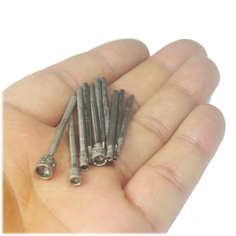 LUO KE ð‹ð®ð¨ ð¤ðž 10 Pcs Hollow Cup Shape Diamond Burr Set, 3/32 Inch Shank Stone Carving Bits for Rotary Tools - Image 5