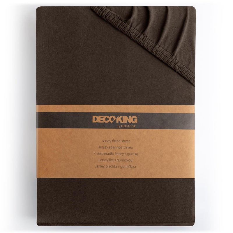 DecoKing Fitted Sheet Super Emperor 100 Combed Cotton Soft Jersey Bed Sheet 200x220220x240 cm Brown Amber