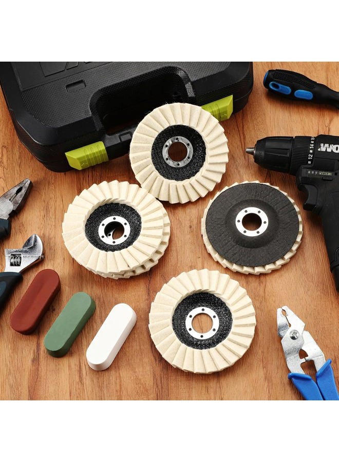 Heigble 8 Pcs Wool Polishing Wheel Disc and Polishing Compounds Set Includes 5 Pcs Thicken Arbor Buffing Wheel 3 Pcs Buffing Compound 4 1/2 x 7/8 Inch Felt Flap Disc for Angle Grinder, Multi Surface - Image 5